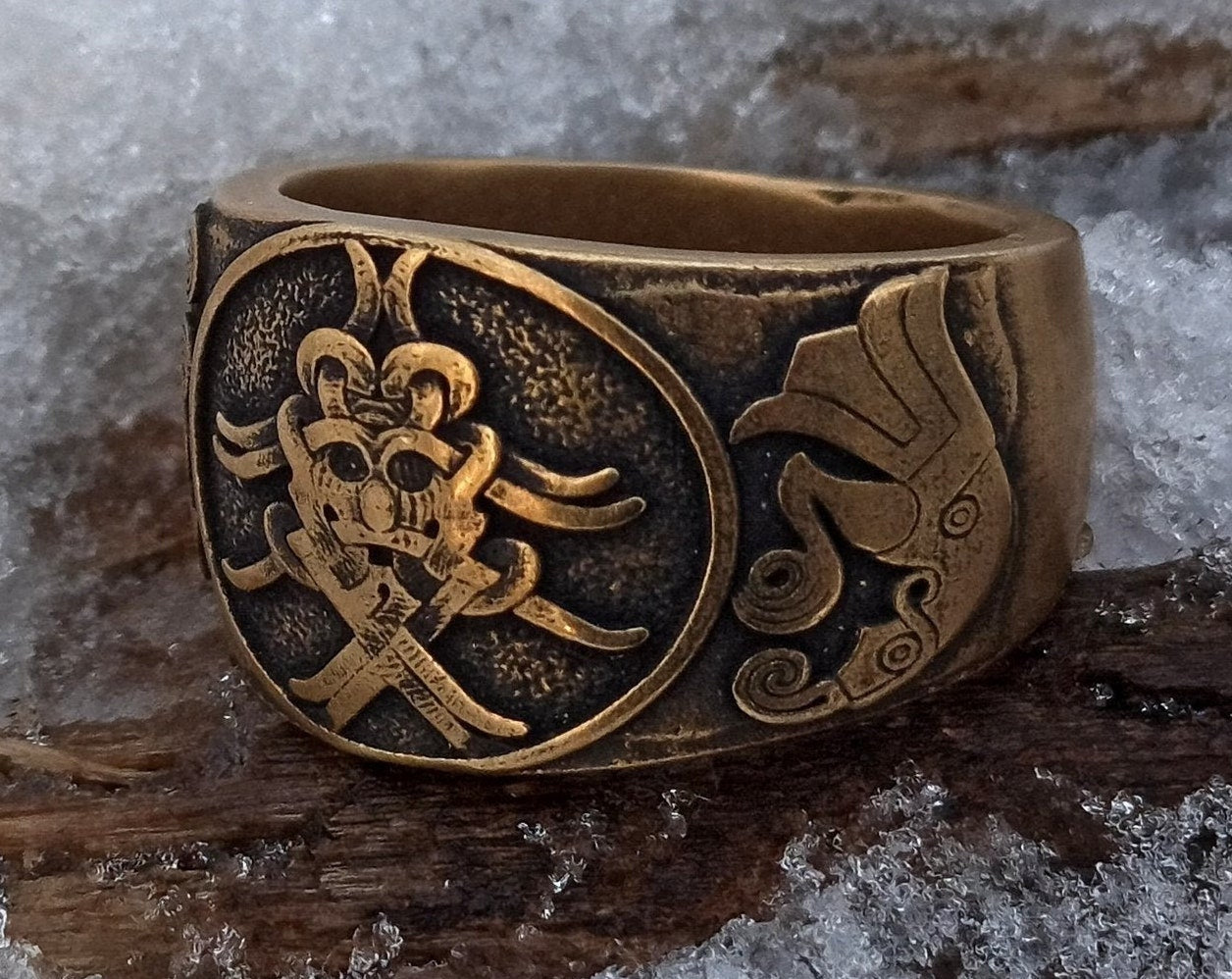 Viking Wolf Ring - Norse Raven Wolf Ring Silver Blue Stone Viking Celtic Knot Band