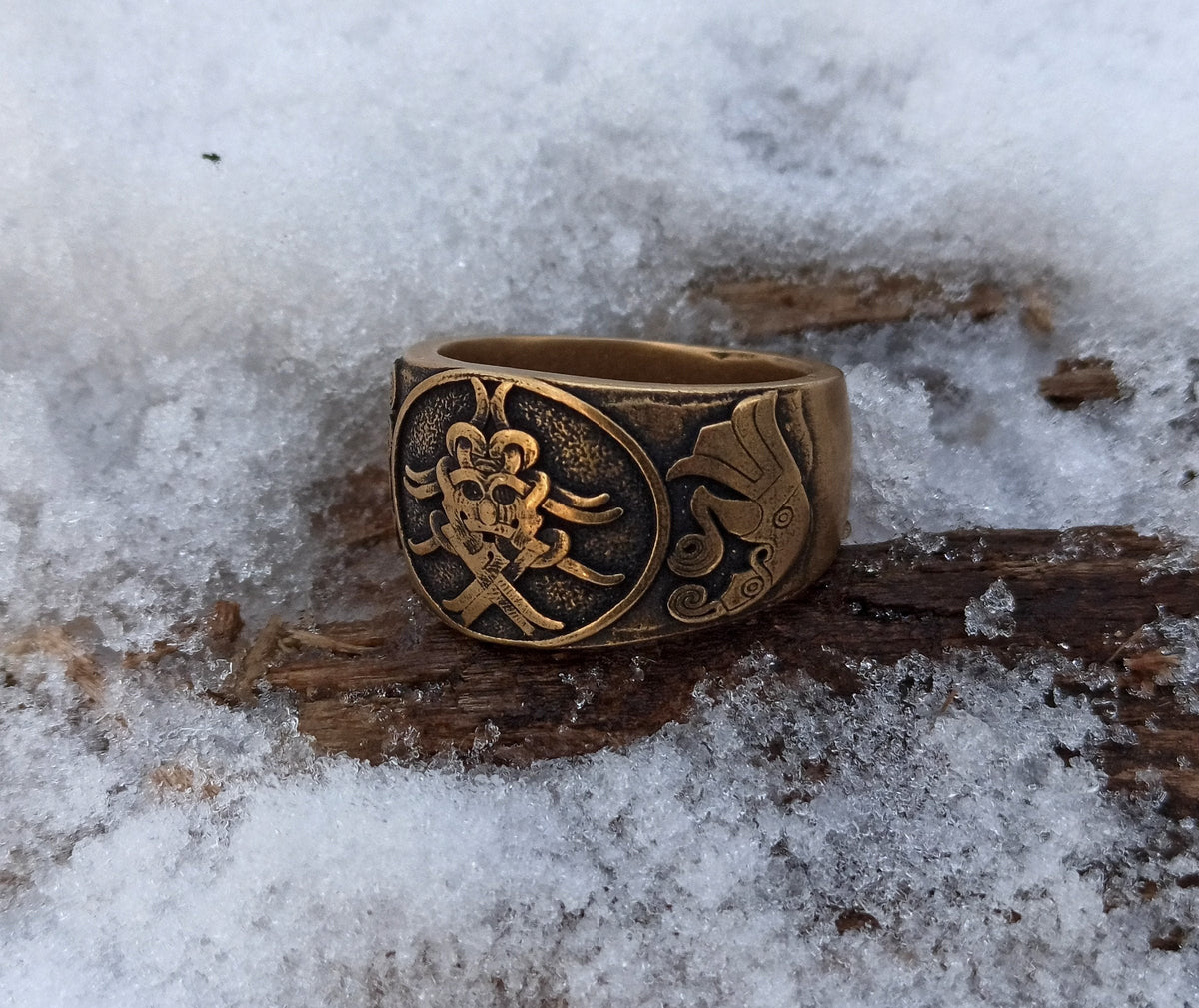 Viking Ring - Viking ship wide band ring Petroglyph Nordic ring Norse pagan Ancient jewelry