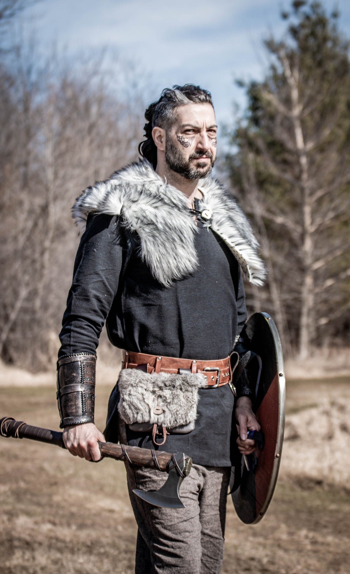 Viking Mug - SCA Viking Fireworks Print Drinking Horn w/ Leather Holster Fireworks Party Sparklers