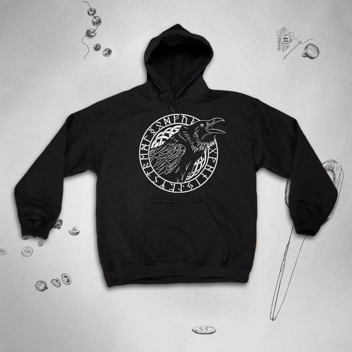 Viking Odin Hoodie - Viking Odin Raven Hoodie, Norse Mythology Valhalla Gift Pullover for Men and