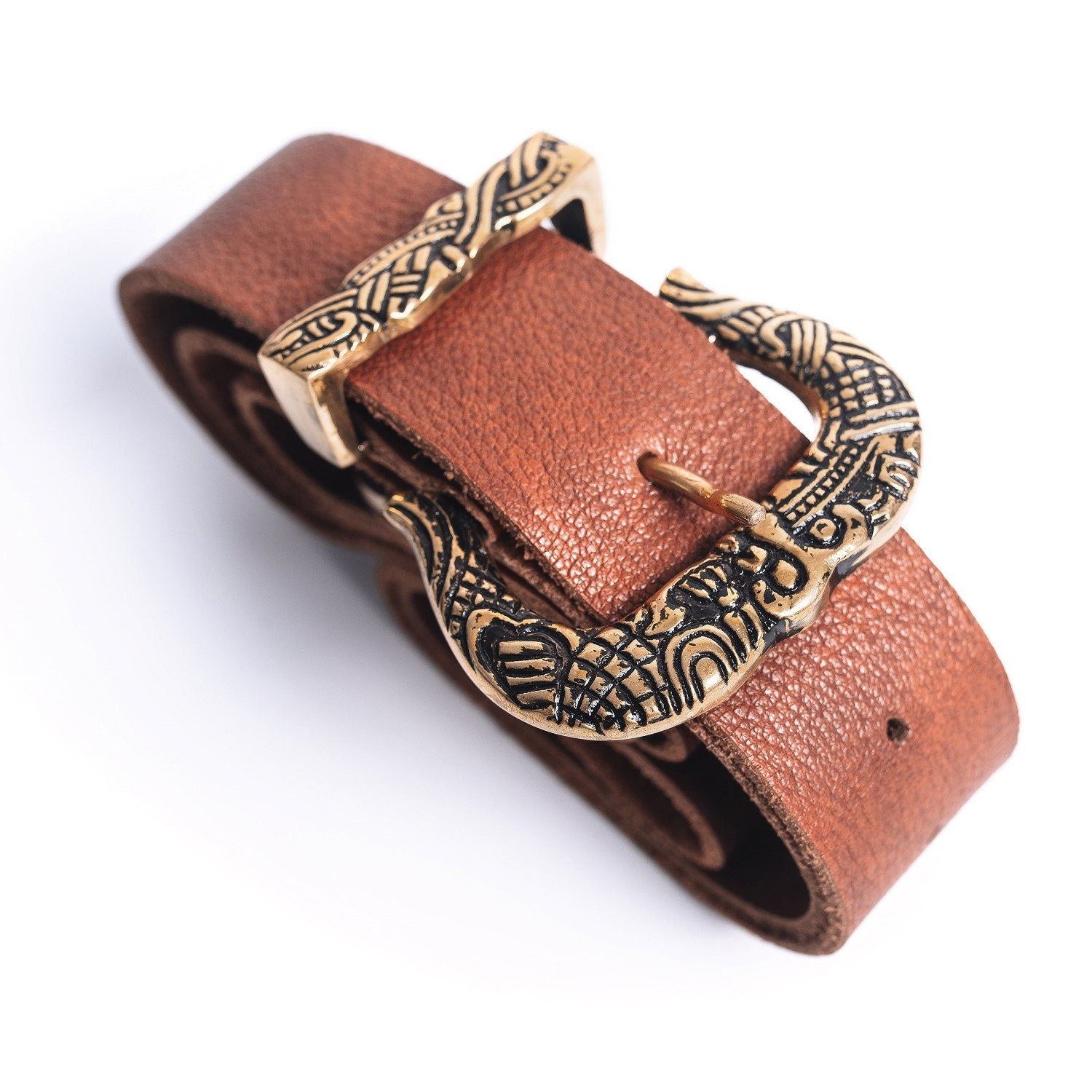 Viking Leather Accessory - Viking Leather Belt – Brown Buffalo Leather with Brass Buckle