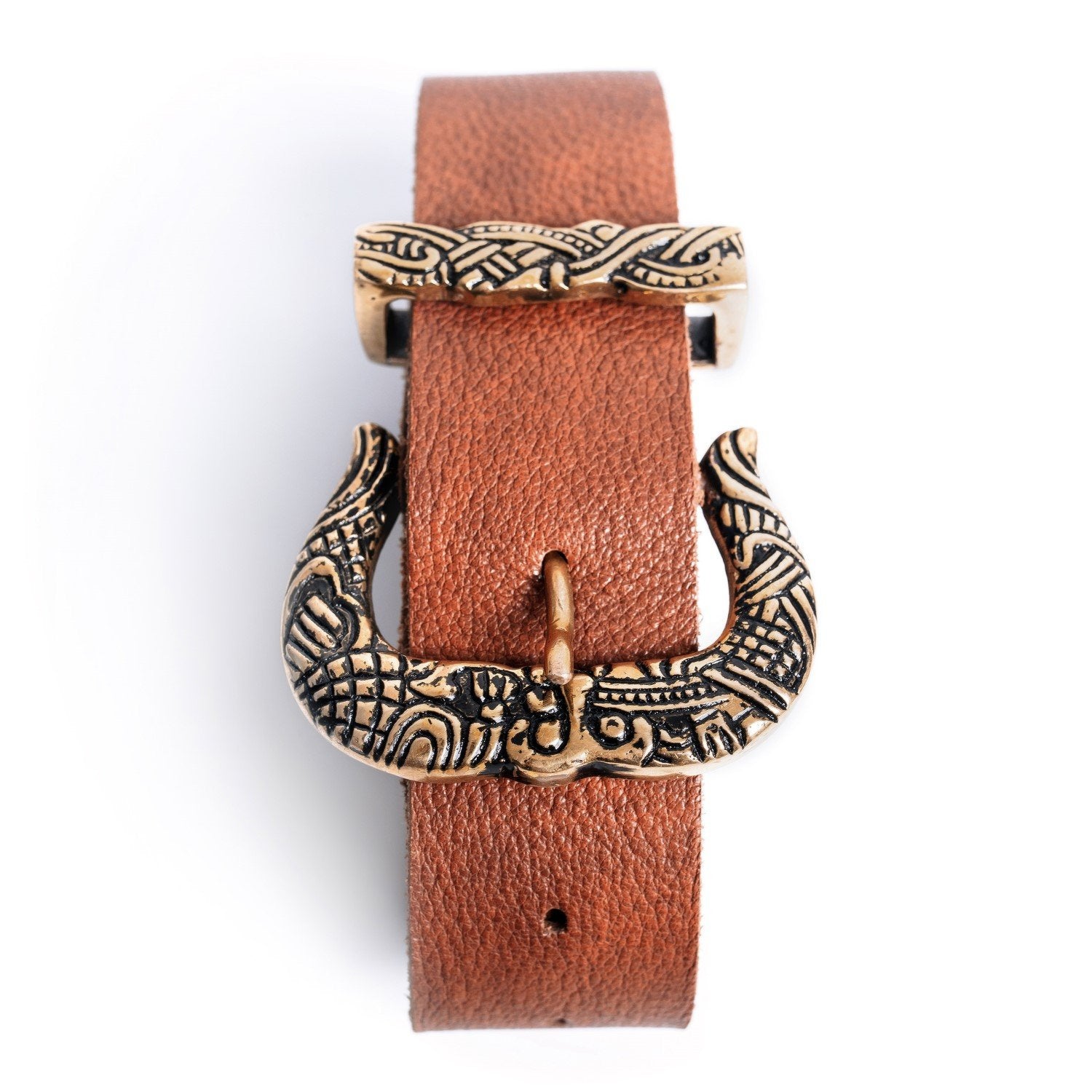 Viking Leather Accessory - Viking Leather Belt – Brown Buffalo Leather with Brass Buckle