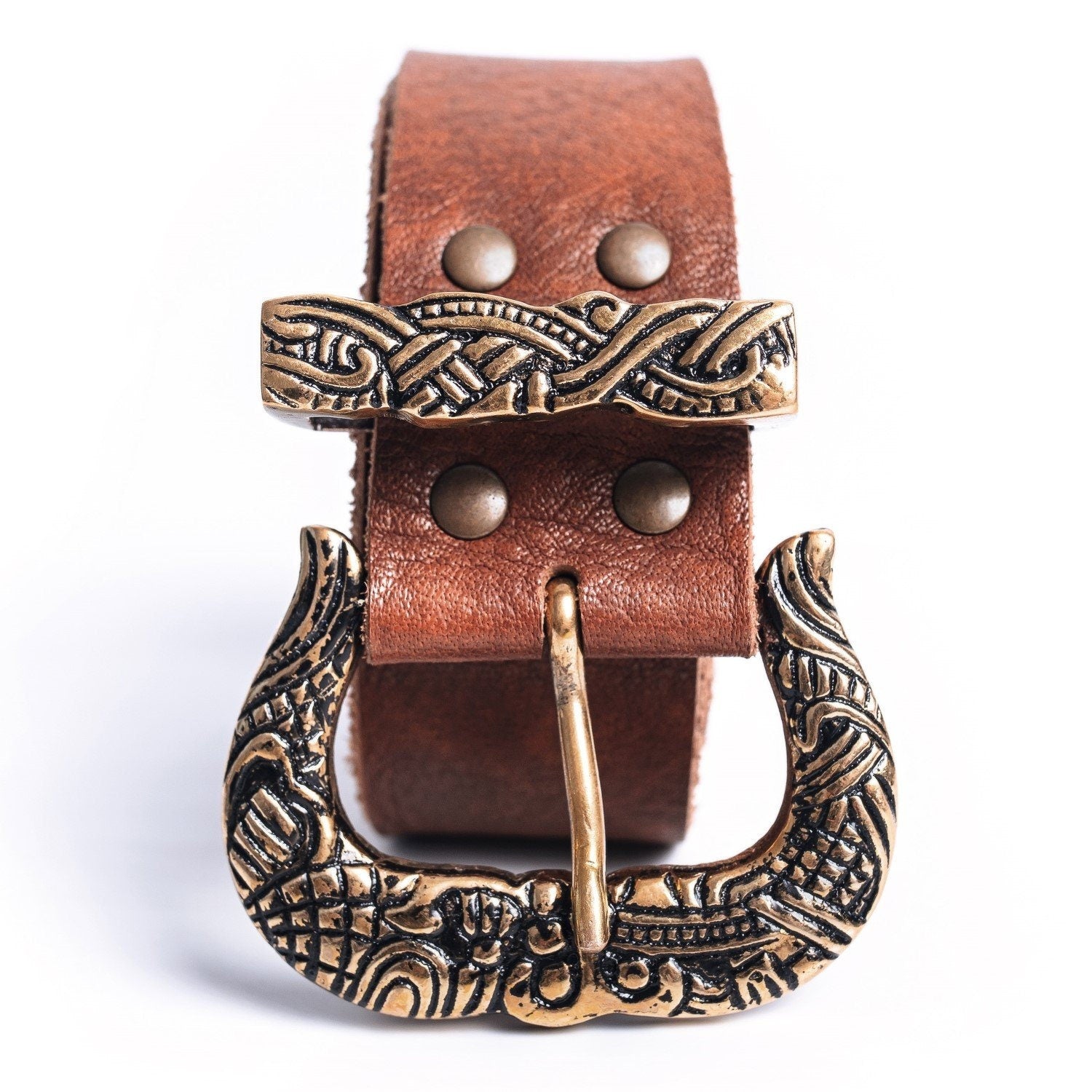 Viking Leather Accessory - Viking Leather Belt – Brown Buffalo Leather with Brass Buckle