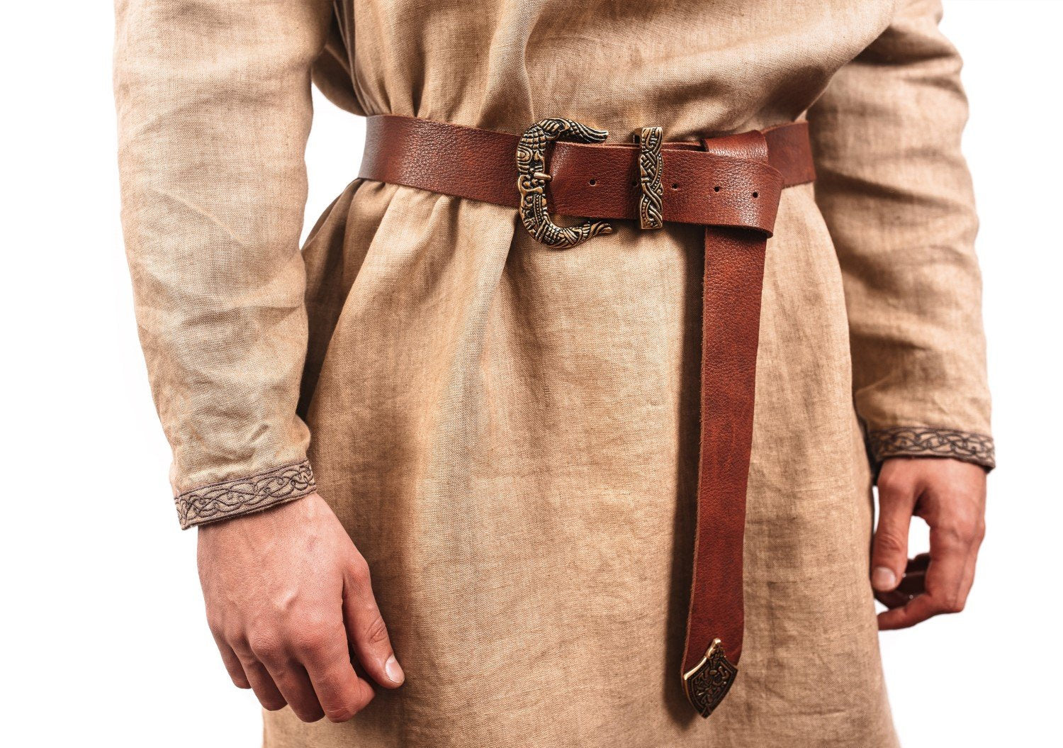 Viking Leather Accessory - Viking Leather Belt – Brown Buffalo Leather with Brass Buckle