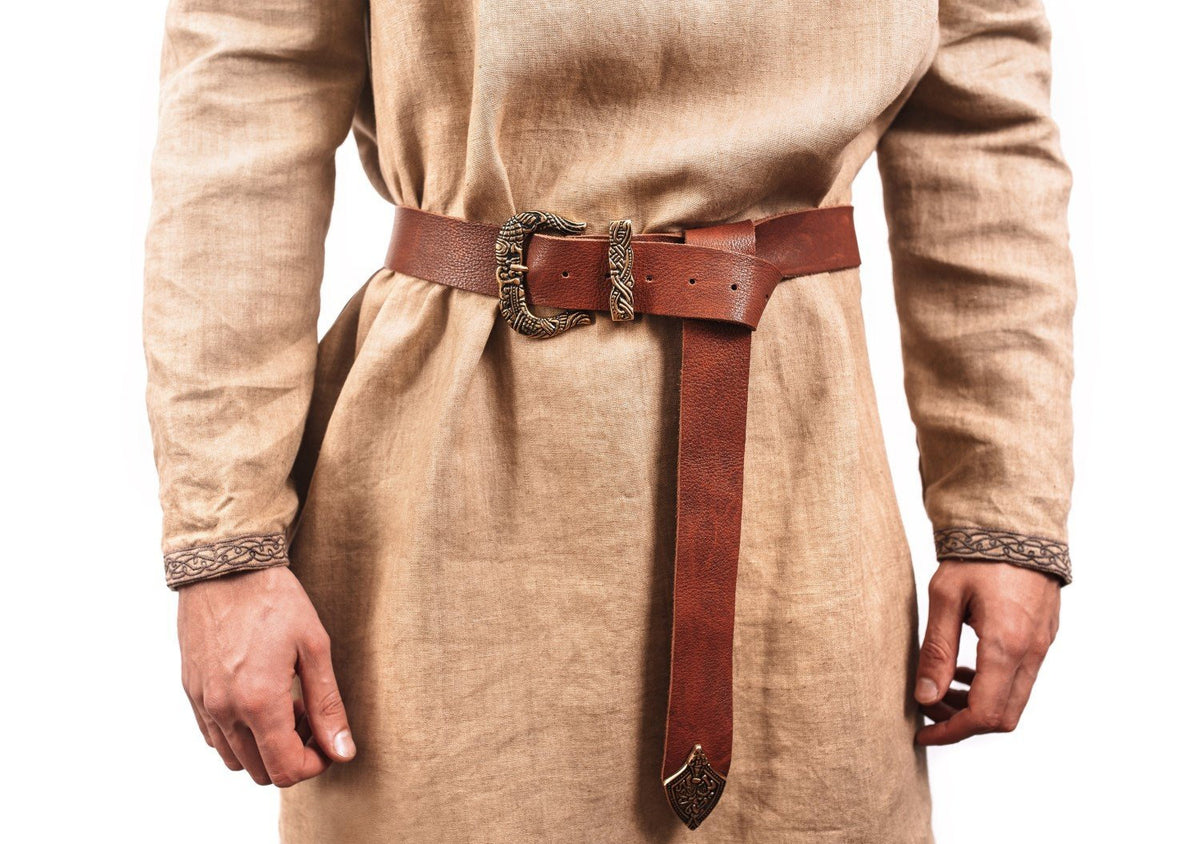 Viking Leather Accessory - Viking Leather Belt – Brown Buffalo Leather with Brass Buckle