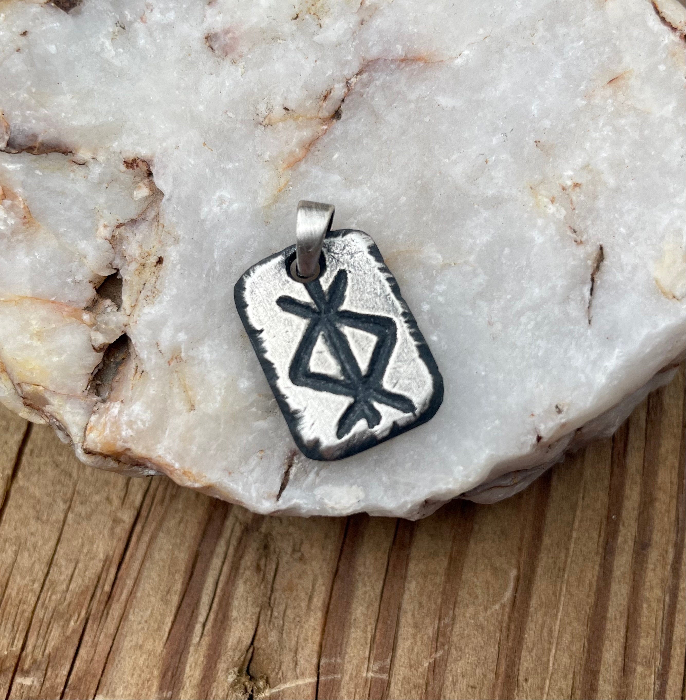 Viking Rune Necklace - Norse Runes Protection Viking Pendant Necklace Oxidized Sterling Silver