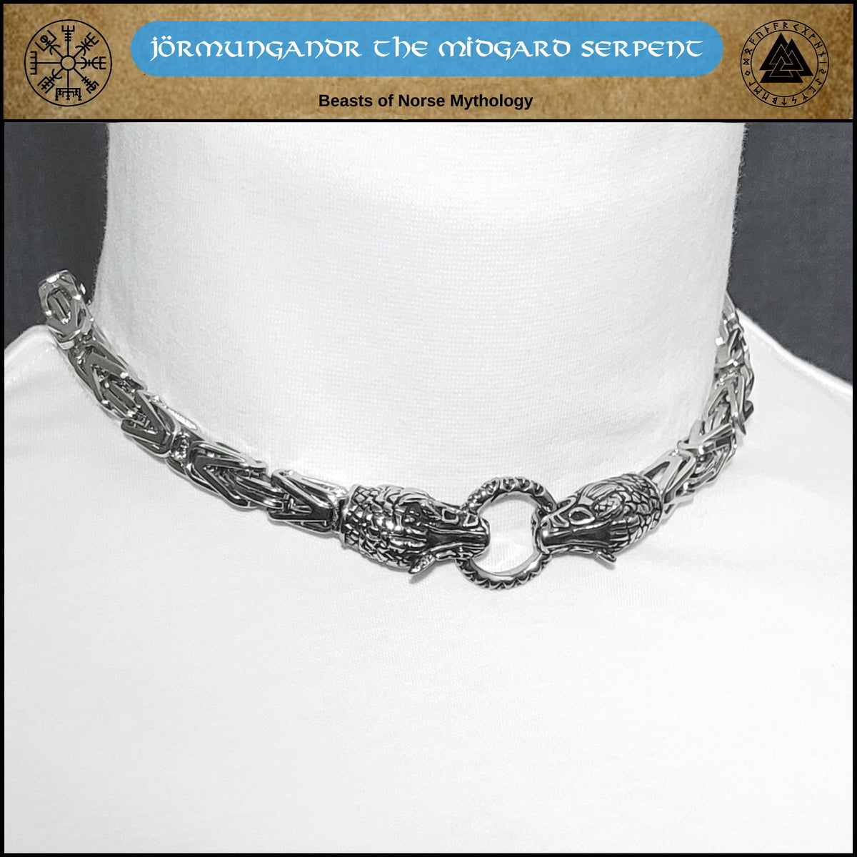 Viking Necklace - The Warrior's Necklace Featuring Chunky Antique Silver Finish Stainless Steel