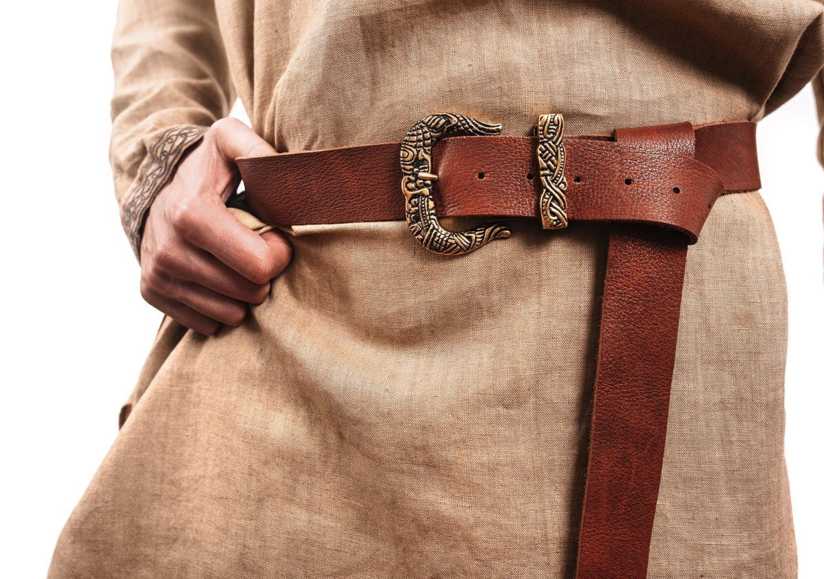 Viking Leather Accessory - Viking Leather Belt – Brown Buffalo Leather with Brass Buckle