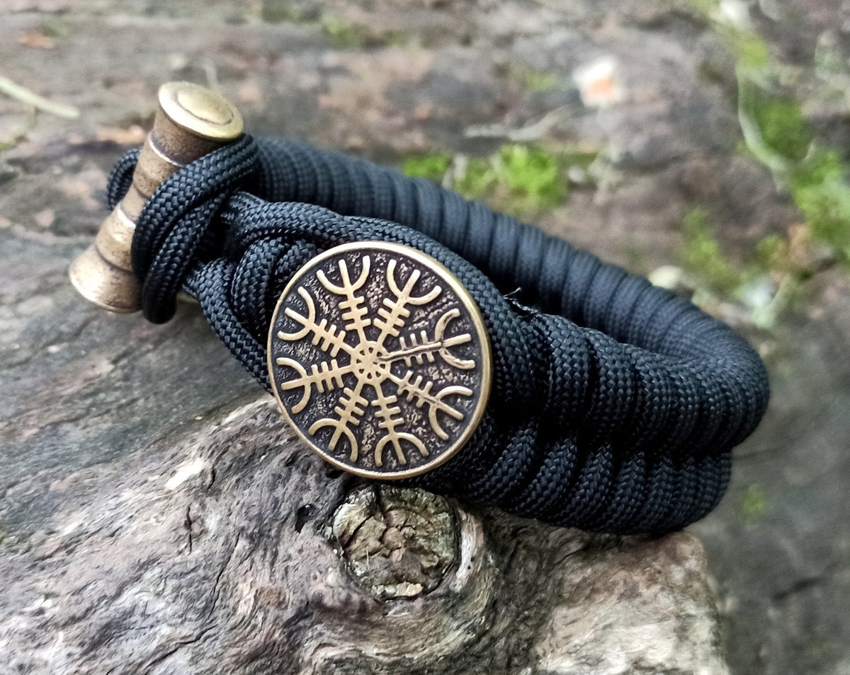 Viking Bracelet - Viking Sigurd and Fafnir Helm of Awe Paracord Bracelet Mens Jewelry gift for him