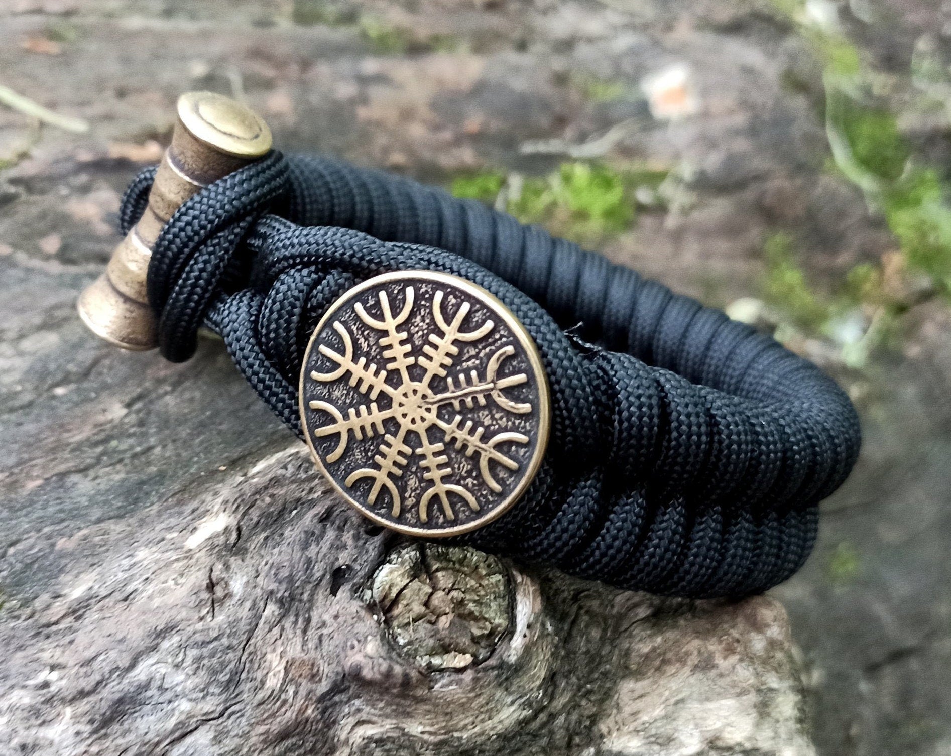 Viking Bracelet - Viking Sigurd and Fafnir Helm of Awe Paracord Bracelet Mens Jewelry gift for him