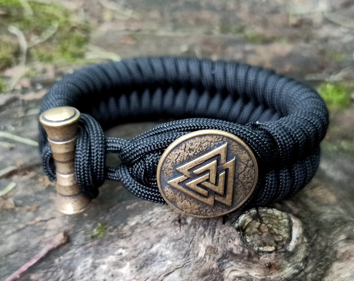Viking Bracelet - Viking Sigurd and Fafnir Helm of Awe Paracord Bracelet Mens Jewelry gift for him