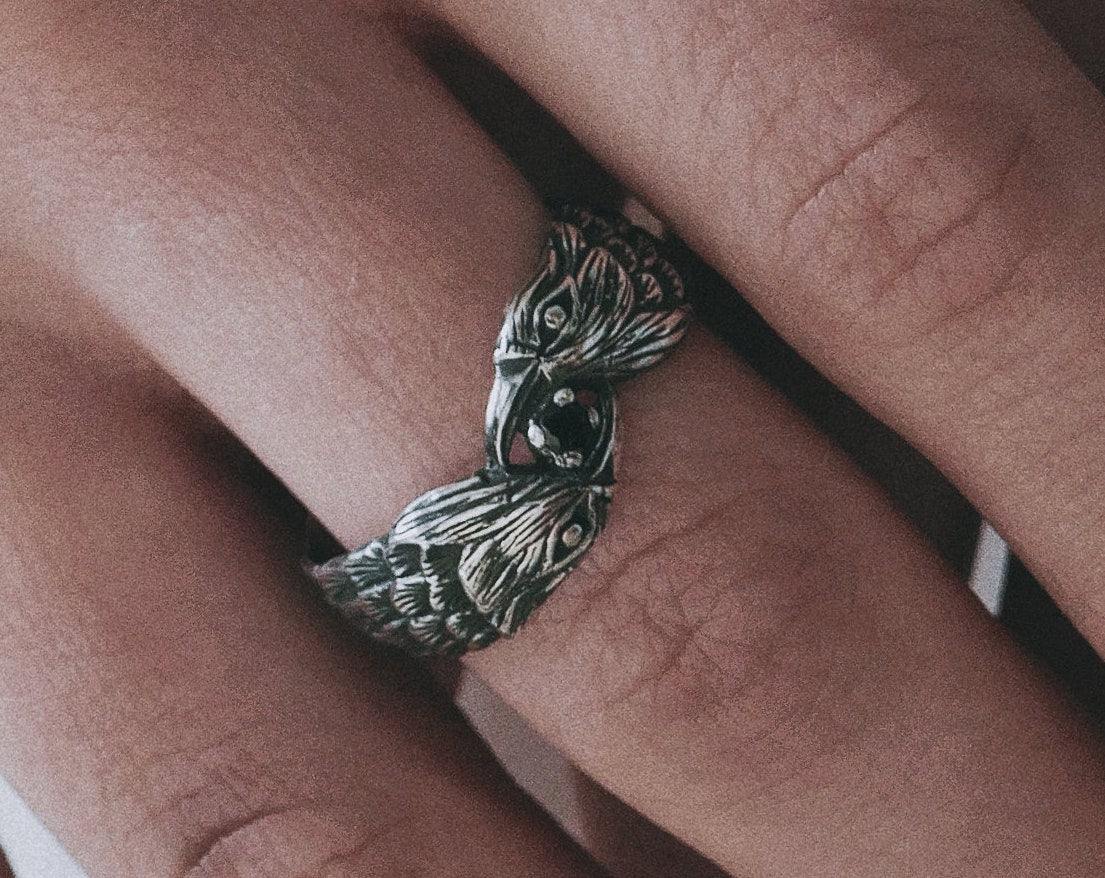Viking Rune Ring - Viking Gothic Occult Bindrune Shield Intertwined Rune Band Ring, Silver Jewelry