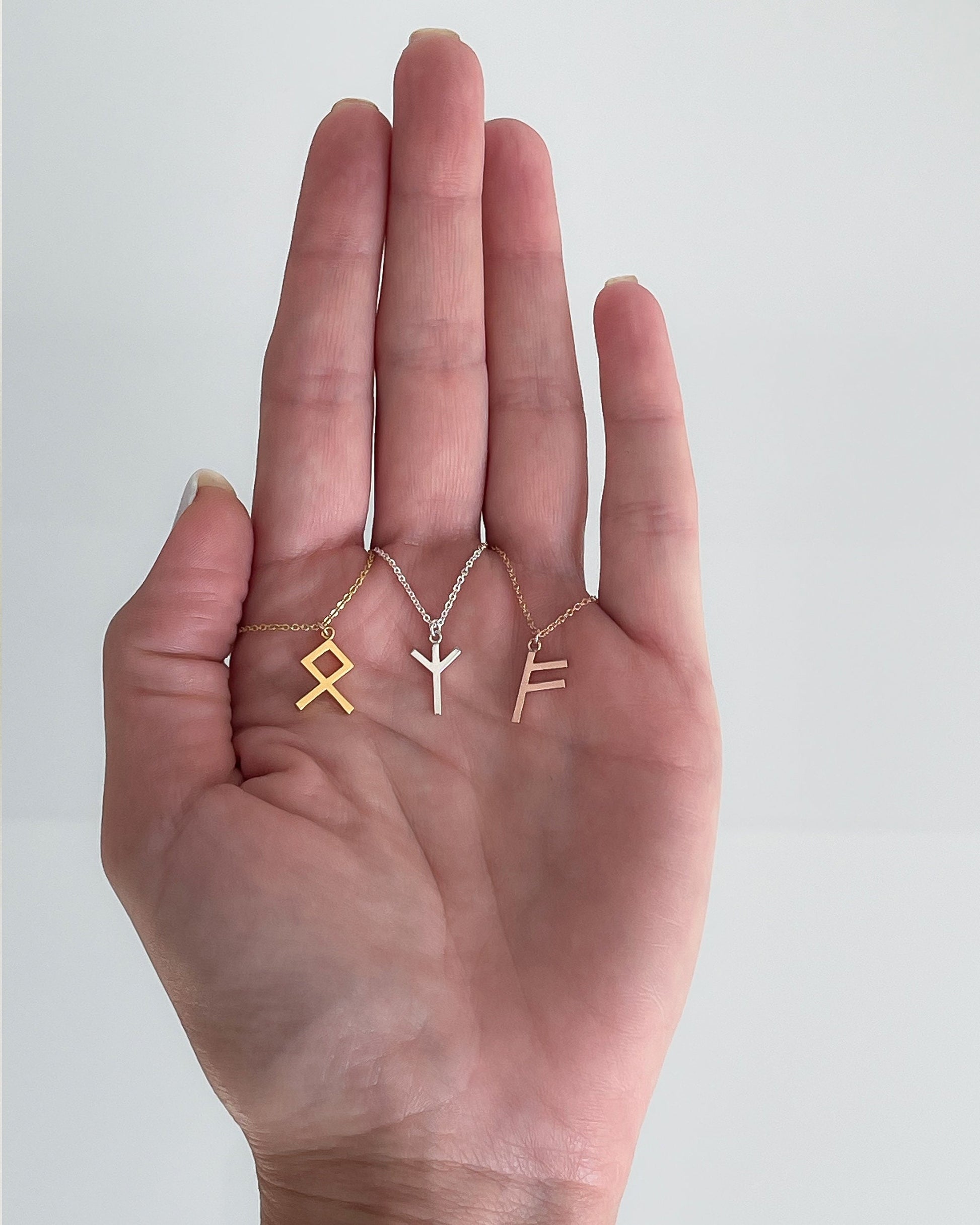 Viking Rune Necklace - Viking Rune Layering Necklace. Elder Futhark Runes. Feminine + Delicate