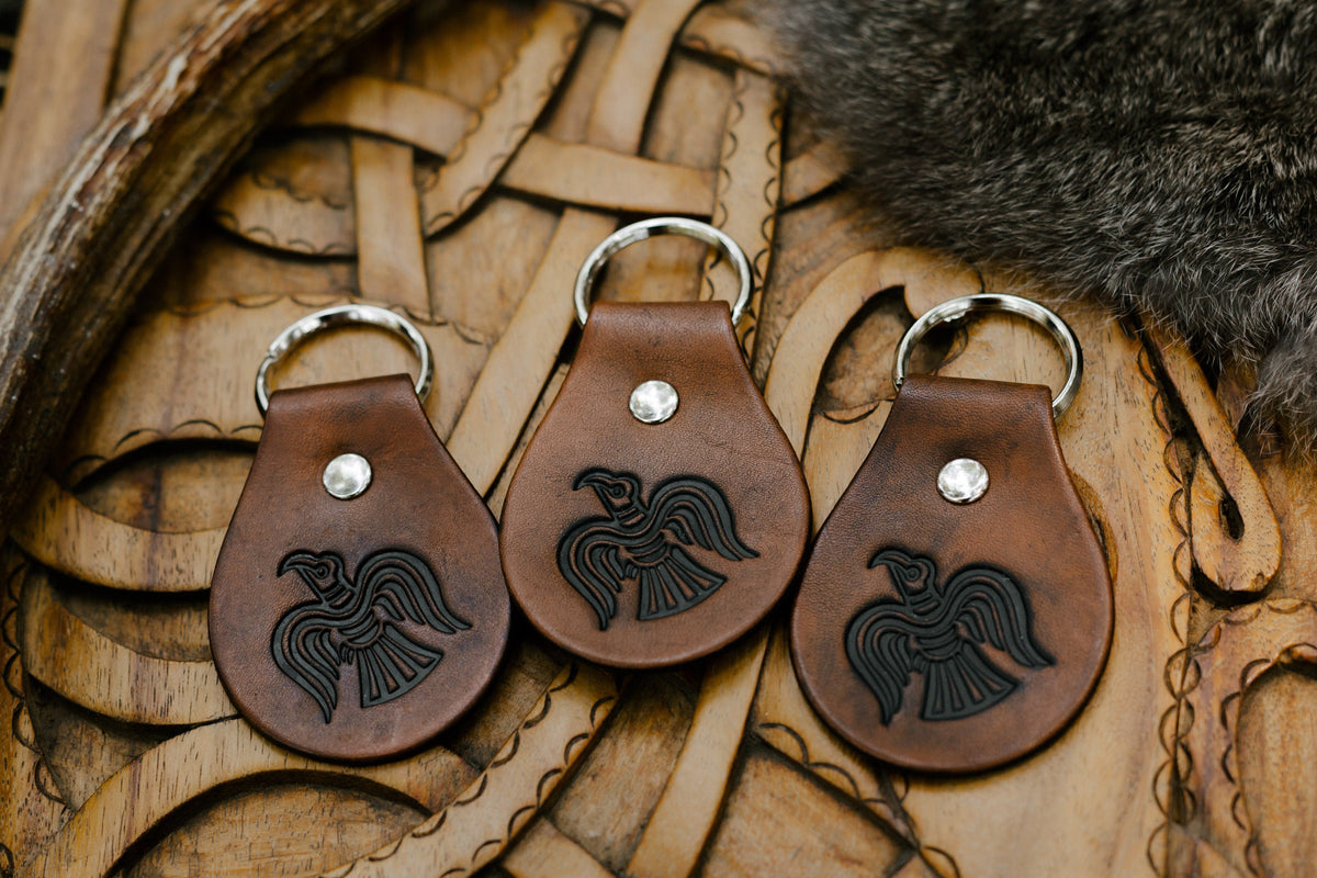 Viking Leather Accessory - Key fob "Head of Jormungandr". A personalized gift for Vikings.