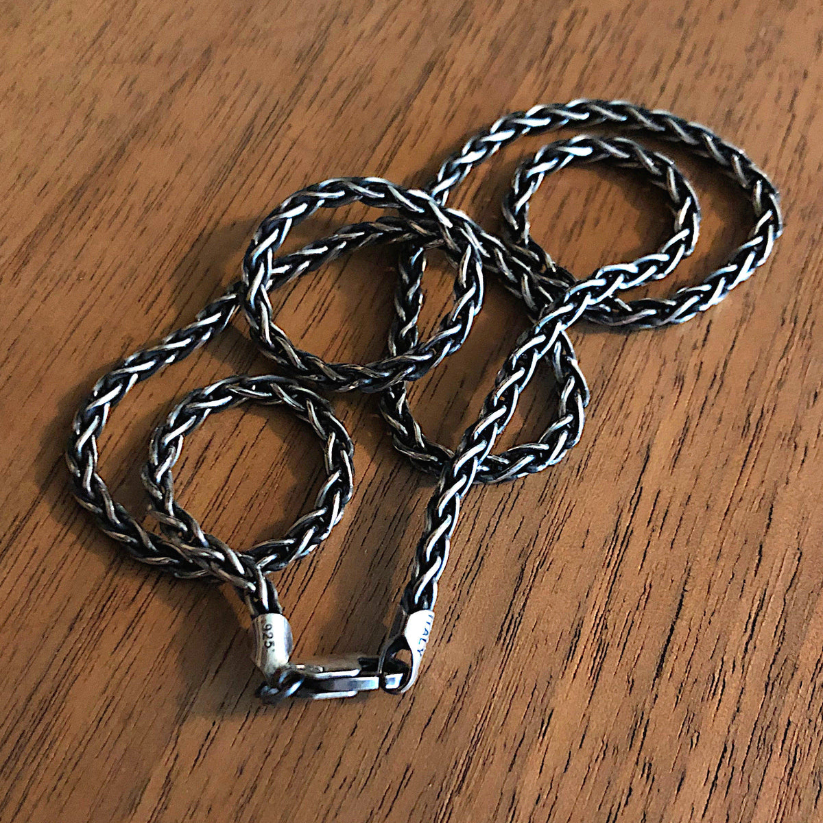 Viking Necklace - Viking Franco Necklace With Celtic Knot Clasp, Unisex Sterling Silver Thick