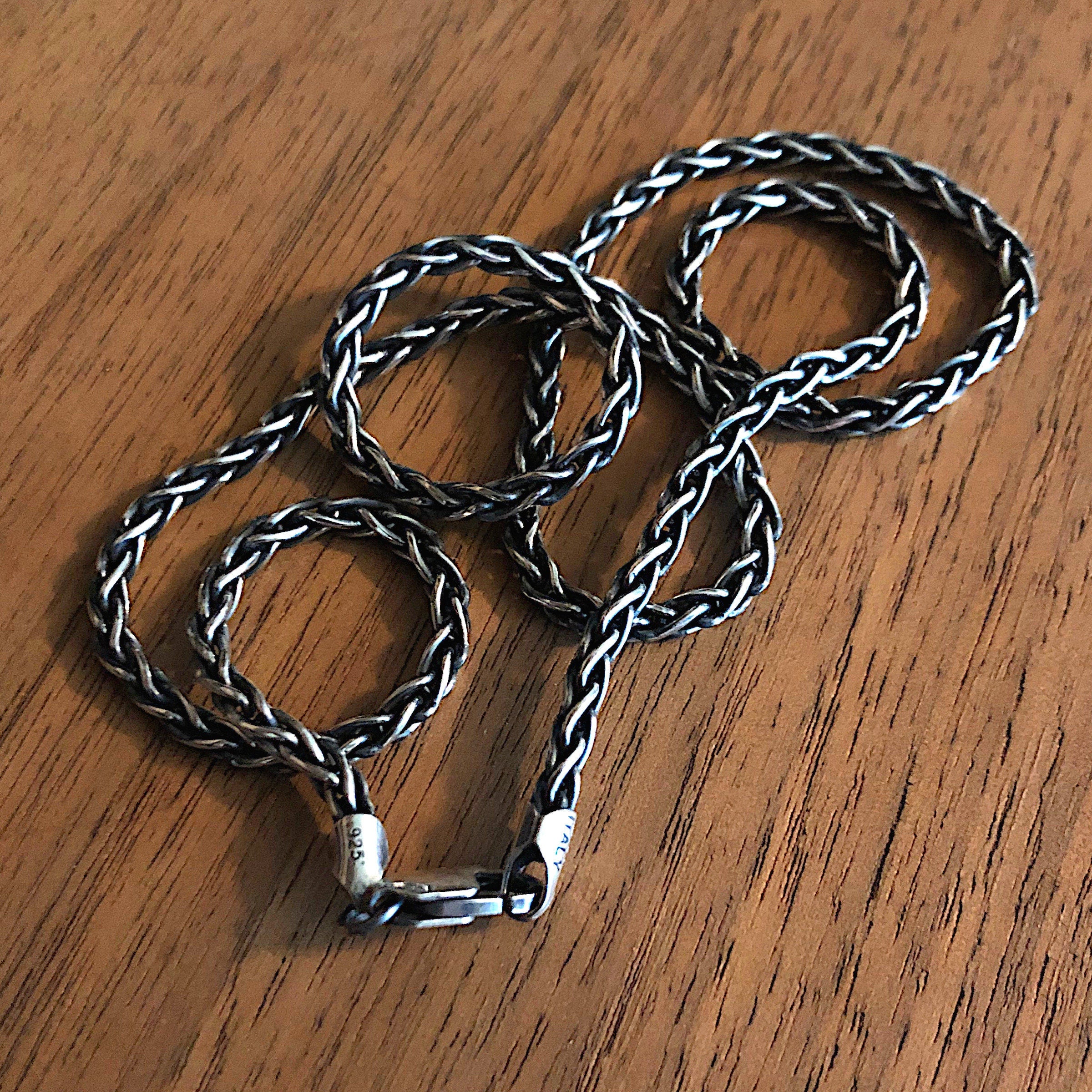 Viking Necklace - Viking Franco Necklace With Celtic Knot Clasp, Unisex Sterling Silver Thick