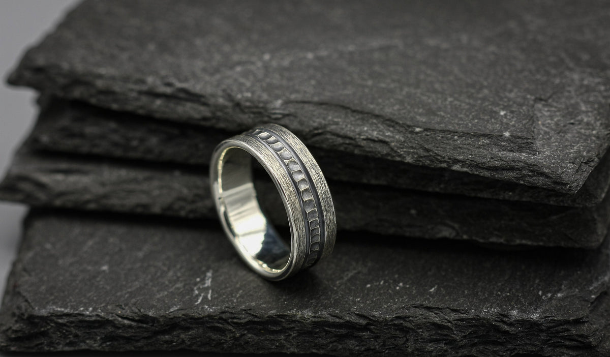 Viking rune ring, Sterling silver band, personalised Norse jewellery.