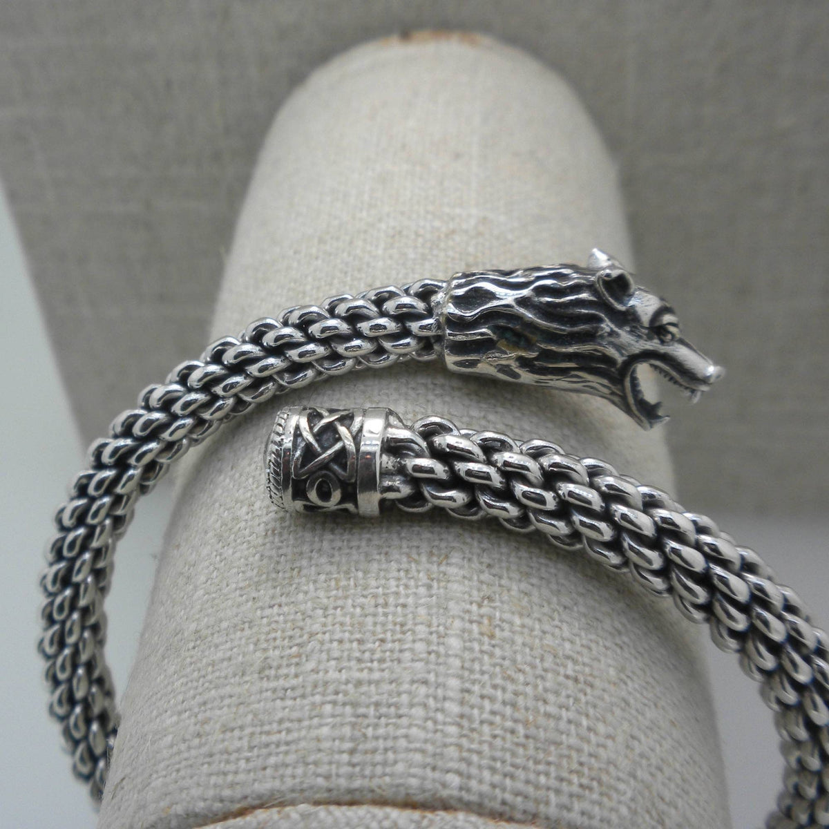 Viking Odin Necklace - Heavy Odin Wolves Viking Bangle Bracelet - 925 Sterling Silver Nordic Amulet