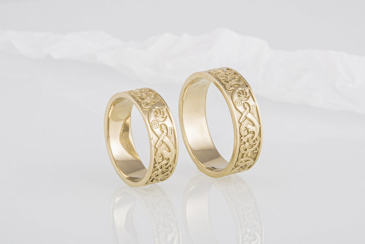 Viking Ring - Handcrafted Norse Gold Ring with Ornament, Ancient Norse Jewelry Reconstruction