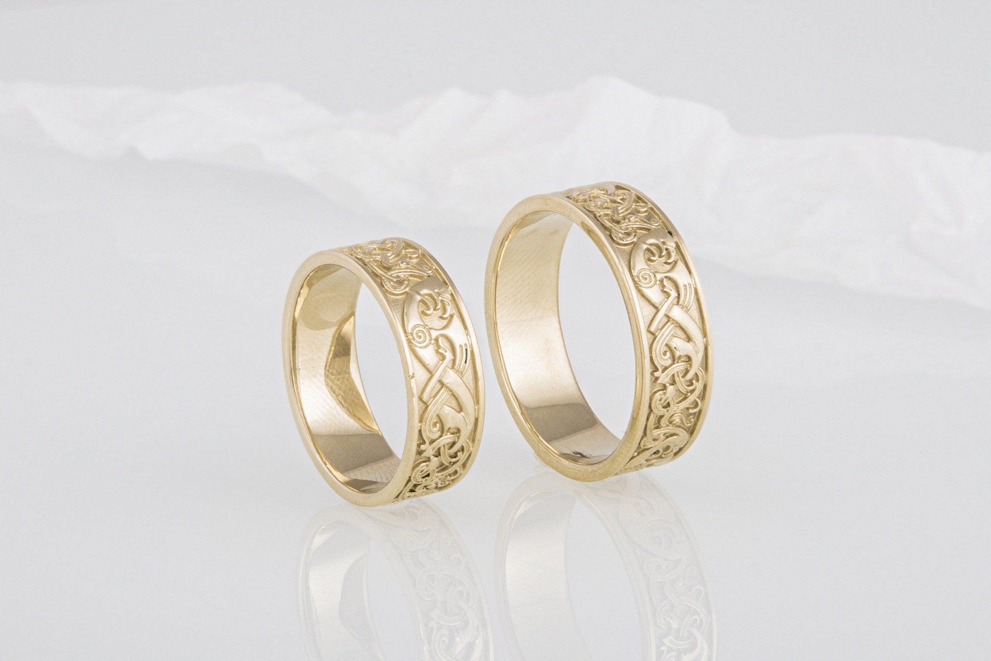 Viking Ring - Handcrafted Norse Gold Ring with Ornament, Ancient Norse Jewelry Reconstruction