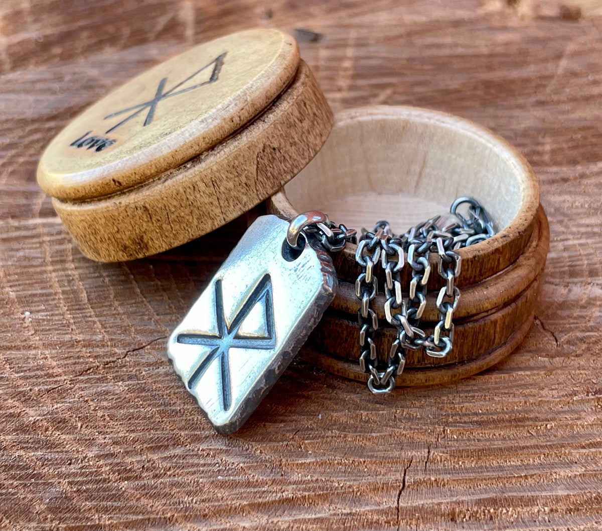 Viking Rune Necklace - Norse Runes Protection Viking Pendant Necklace Oxidized Sterling Silver