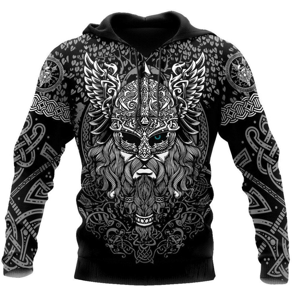 Viking Odin Hoodie for Men, Norse God Warrior Pullover