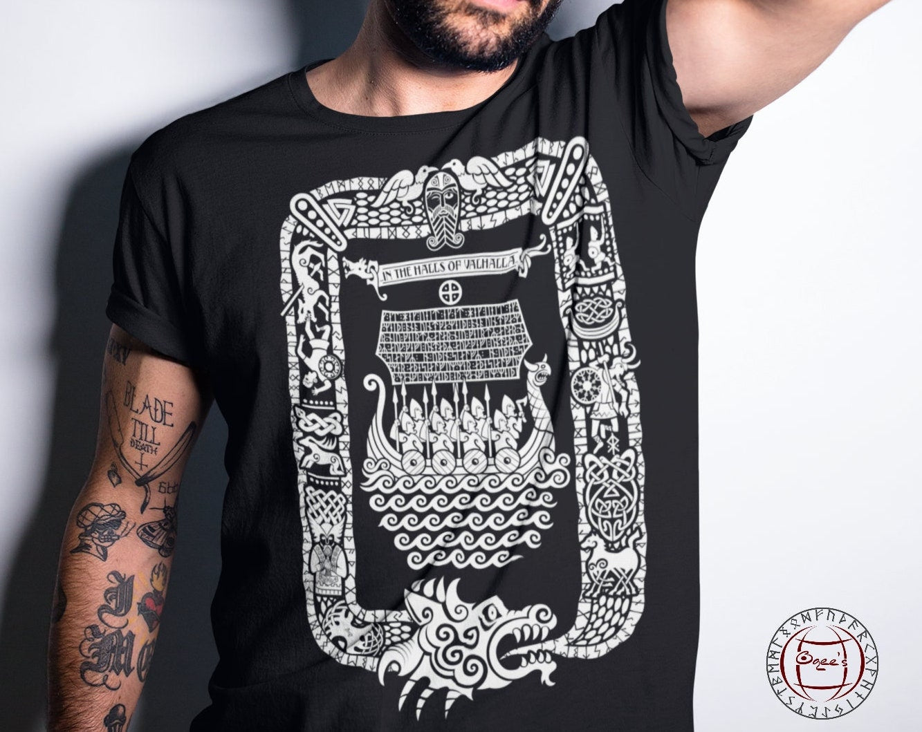 Viking Rune T-Shirt - Runer Viking Dark Tribal Pattern Grunge Men's Polo Shirt S-5XL