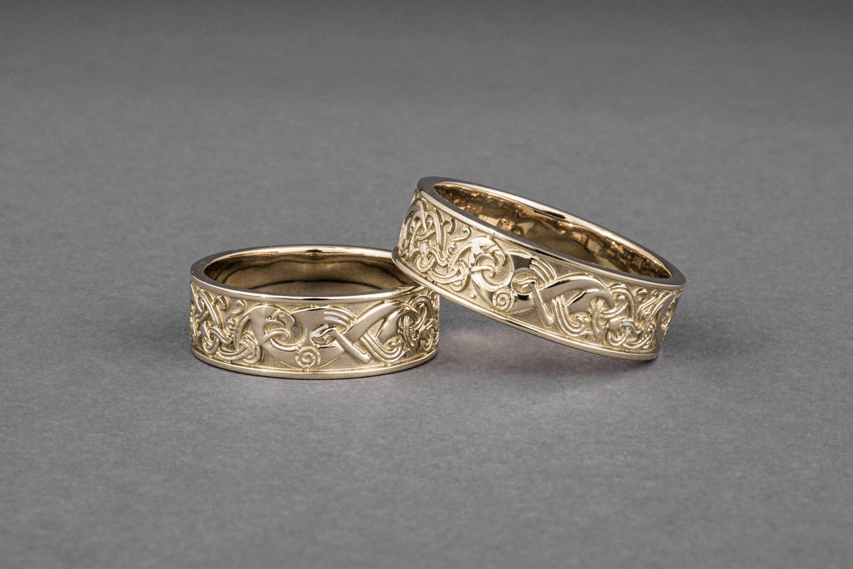 Viking Ring - Handcrafted Norse Gold Ring with Ornament, Ancient Norse Jewelry Reconstruction