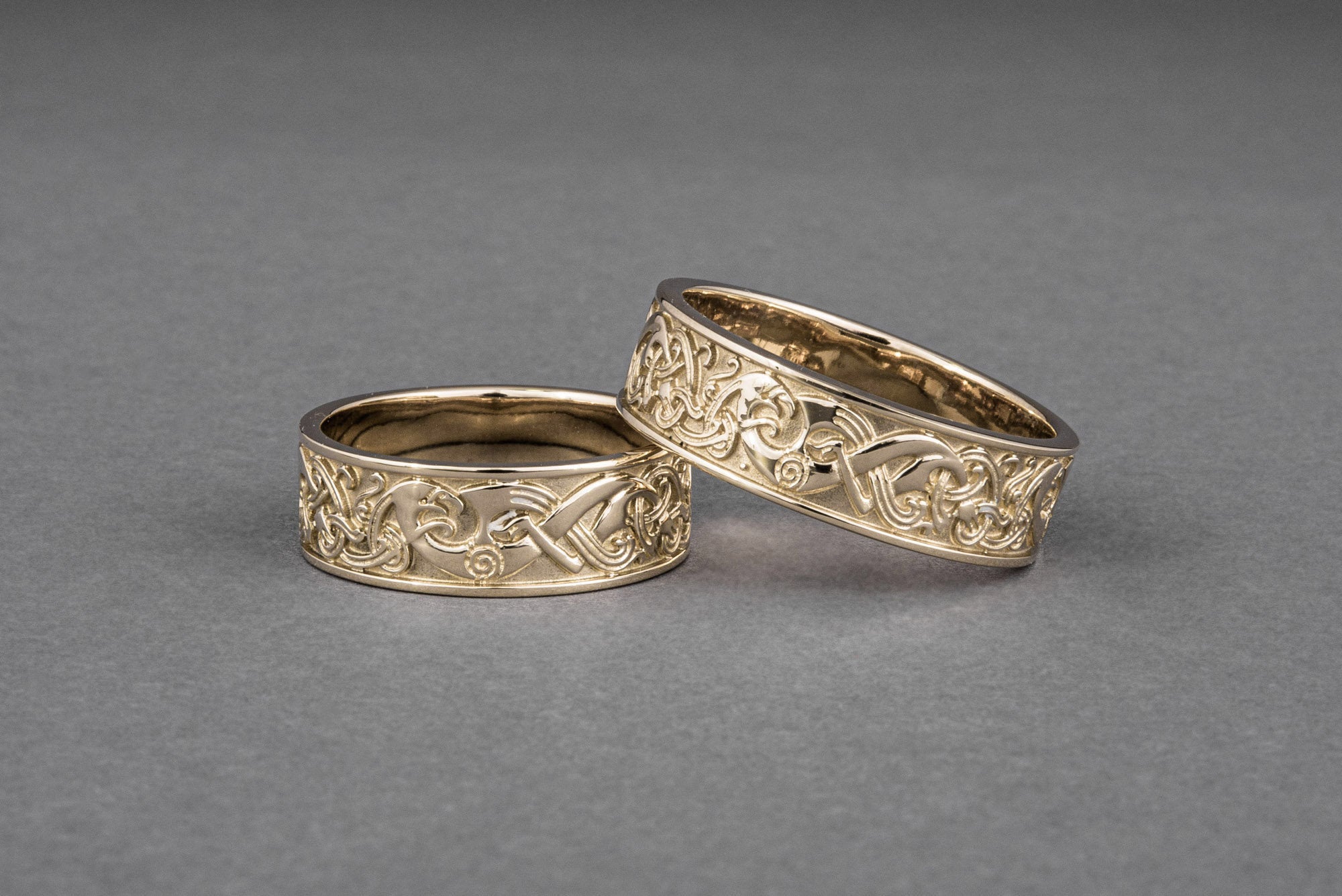 Viking Ring - Handcrafted Norse Gold Ring with Ornament, Ancient Norse Jewelry Reconstruction