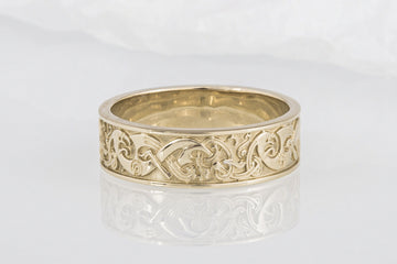 Viking Ring - Handcrafted Norse Gold Ring with Ornament, Ancient Norse Jewelry Reconstruction