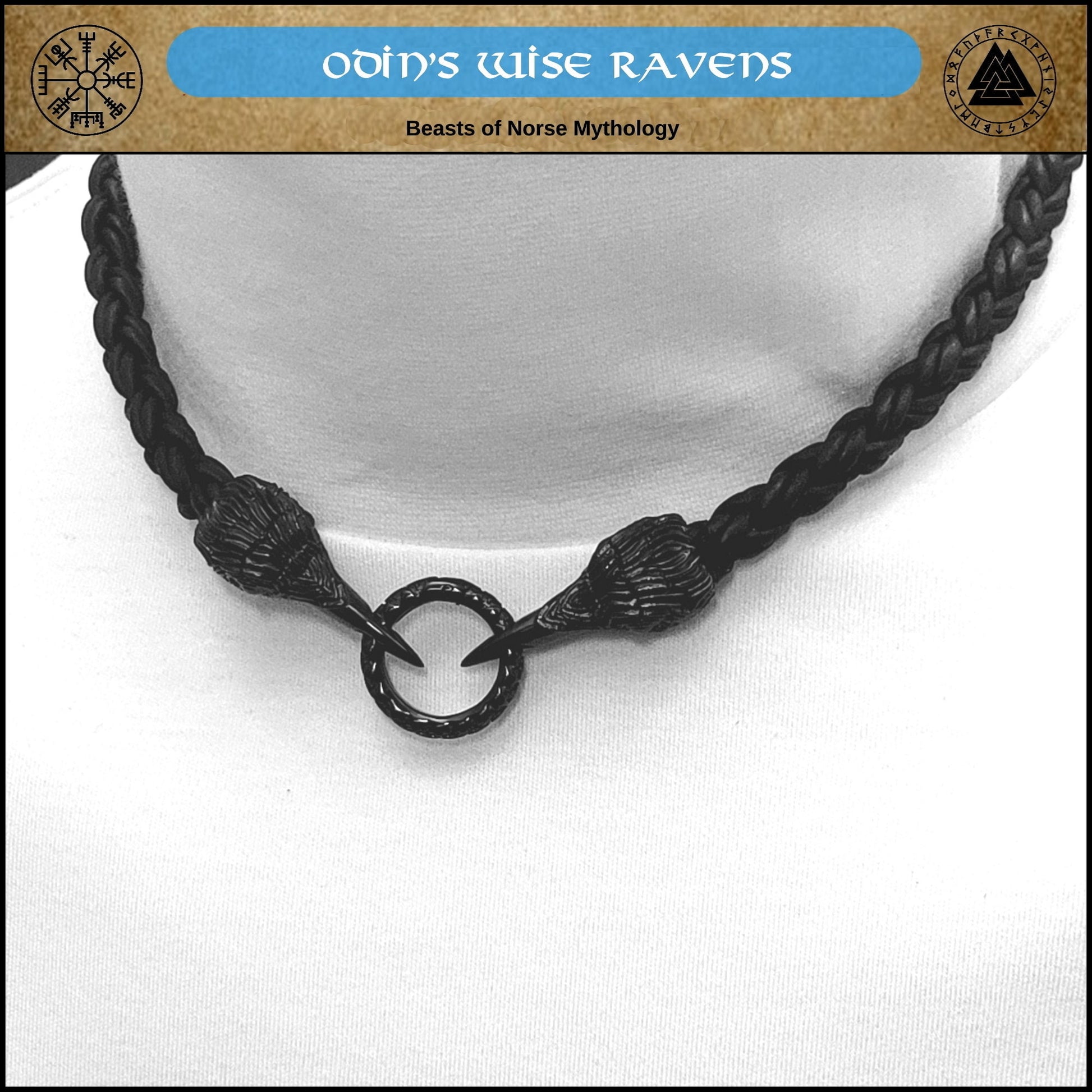 Viking Raven Necklace - Raven Head Viking Chain: Bronze Norse Necklace Replica
