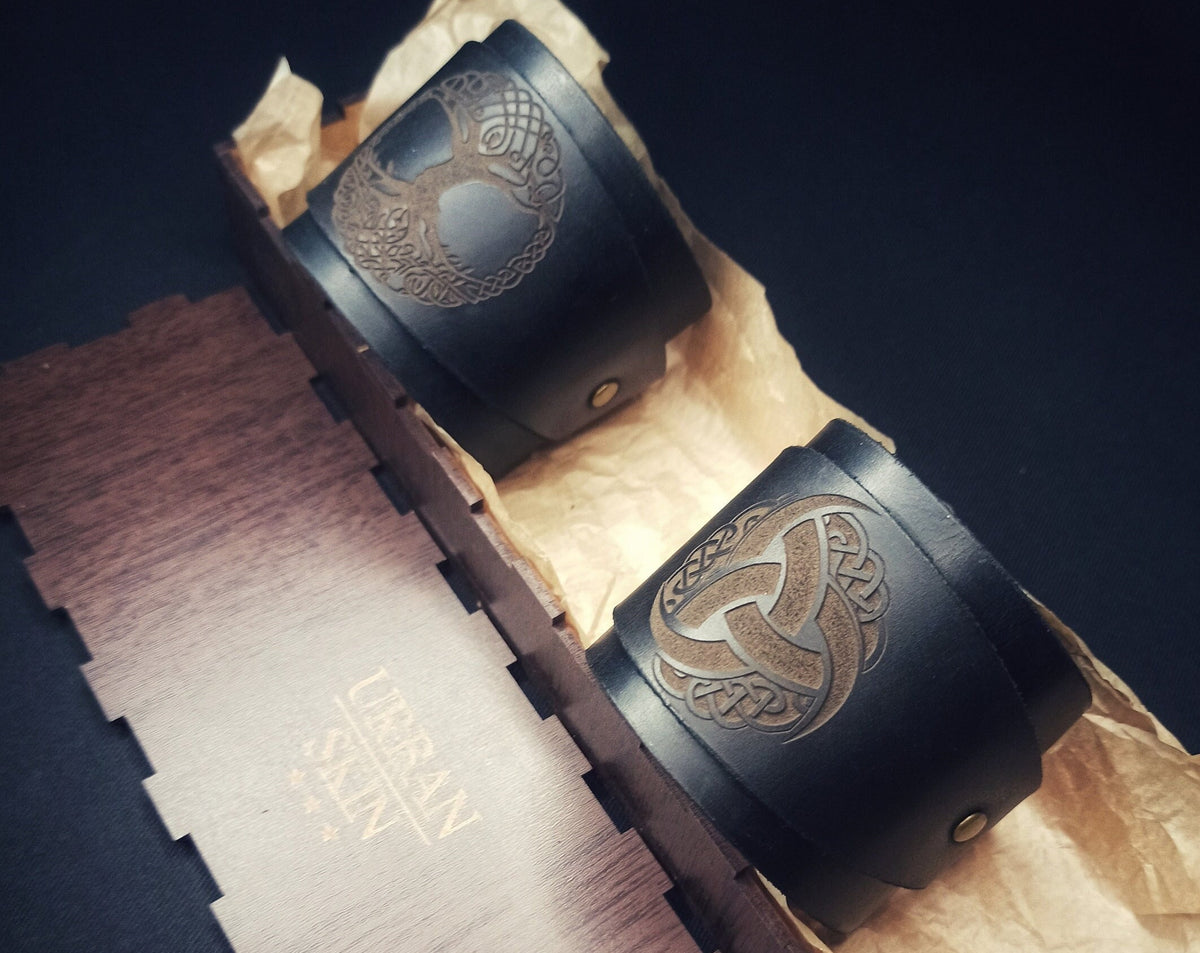 Viking Rune Bracelet - Custom Engraved Rune Leather Cuff – Viking Pagan Bracelet