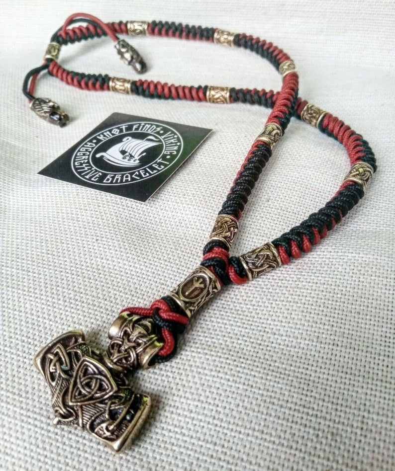 Viking Vegvisir Compass Necklace - Handmade Viking Paracord Necklace – Vegvisir Amulet, Norse