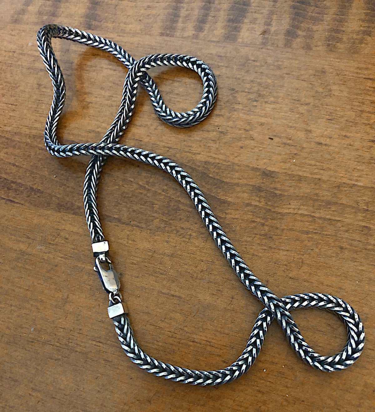 Viking Necklace - Viking Franco Necklace With Celtic Knot Clasp, Unisex Sterling Silver Thick