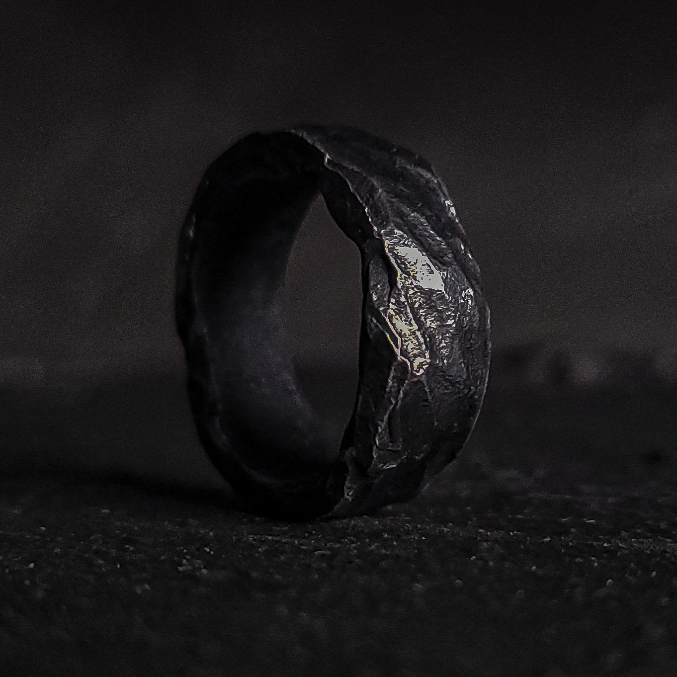 Viking Rune Ring - Engraved Viking Rune Ring, Hammered Sterling Silver Futhark Band, Ancient Norse
