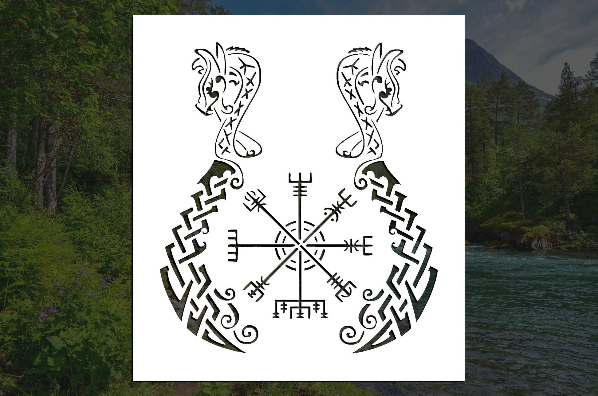 Viking Rug - Mythological Rug, Viking Rug, Viking Pattern, Scandinavian Myth, Nordic Mat, Helm of