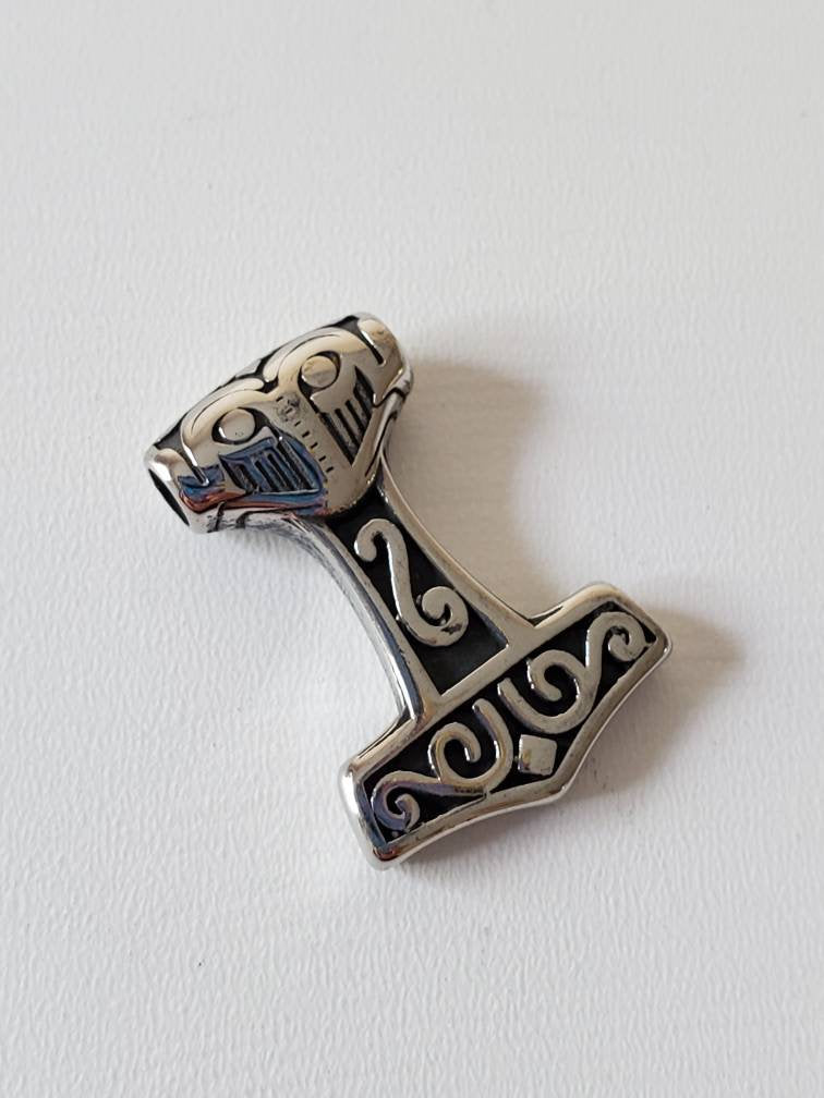 Viking Thor's Hammer Necklace - Viking Stainless Steel Hammer Pendant Necklace, Wolf Head Norse