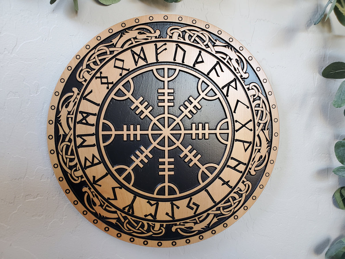 Viking Vegvisir Compass Rug - Viking Vegvisir Rug, Nordic Compass Area Carpet, Norse Mythology Home