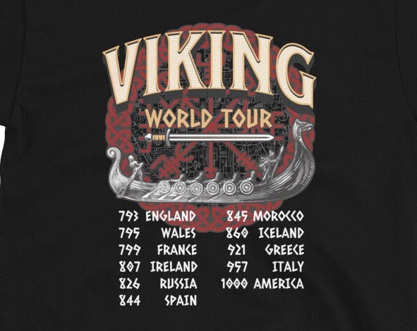 Viking Longship Hoodie - Viking World Tour Hoodie, Double-Sided Norse Longship Tour Dates, Norse
