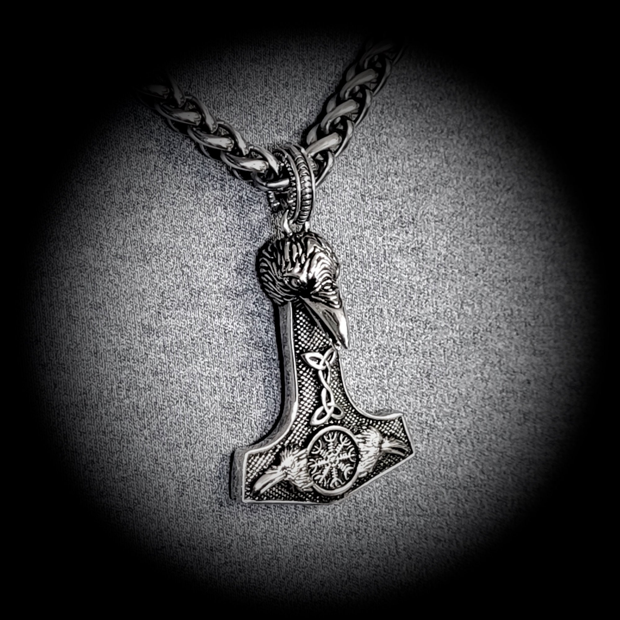 Viking Wolf Necklace - Men's Titanium Steel Viking Wolf Axe Pendant Necklace, Norse Mythology