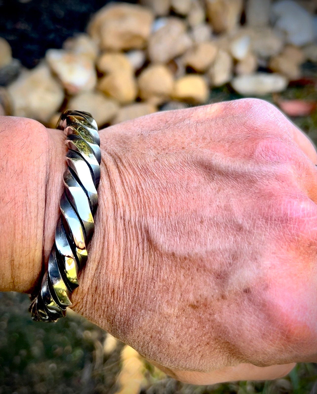 Viking Bracelet - Handcrafted Damascus Steel Square Cube Beaded Bracelet – Nordic Viking Geometric
