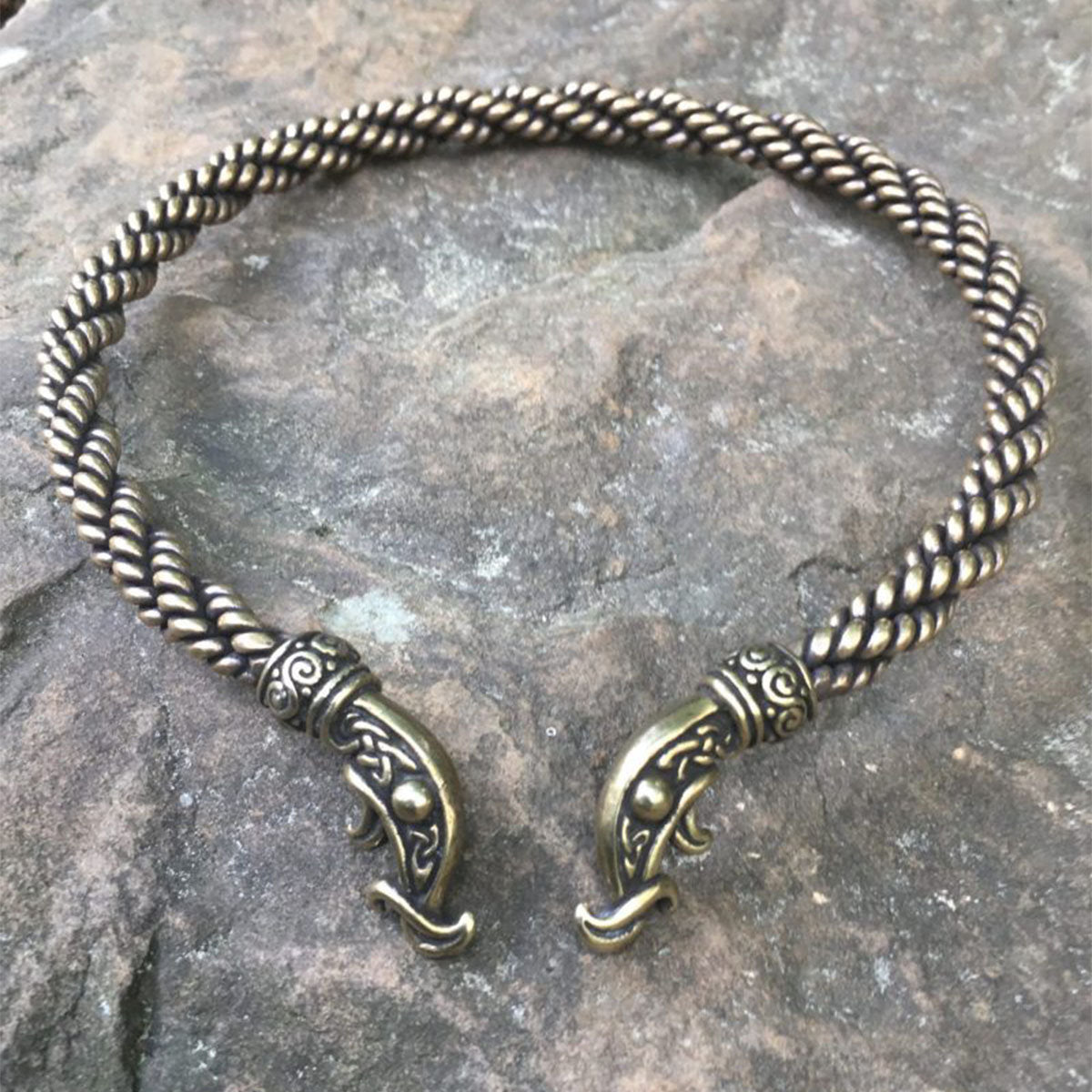 Viking Raven Necklace - Raven Head Viking Chain: Bronze Norse Necklace Replica