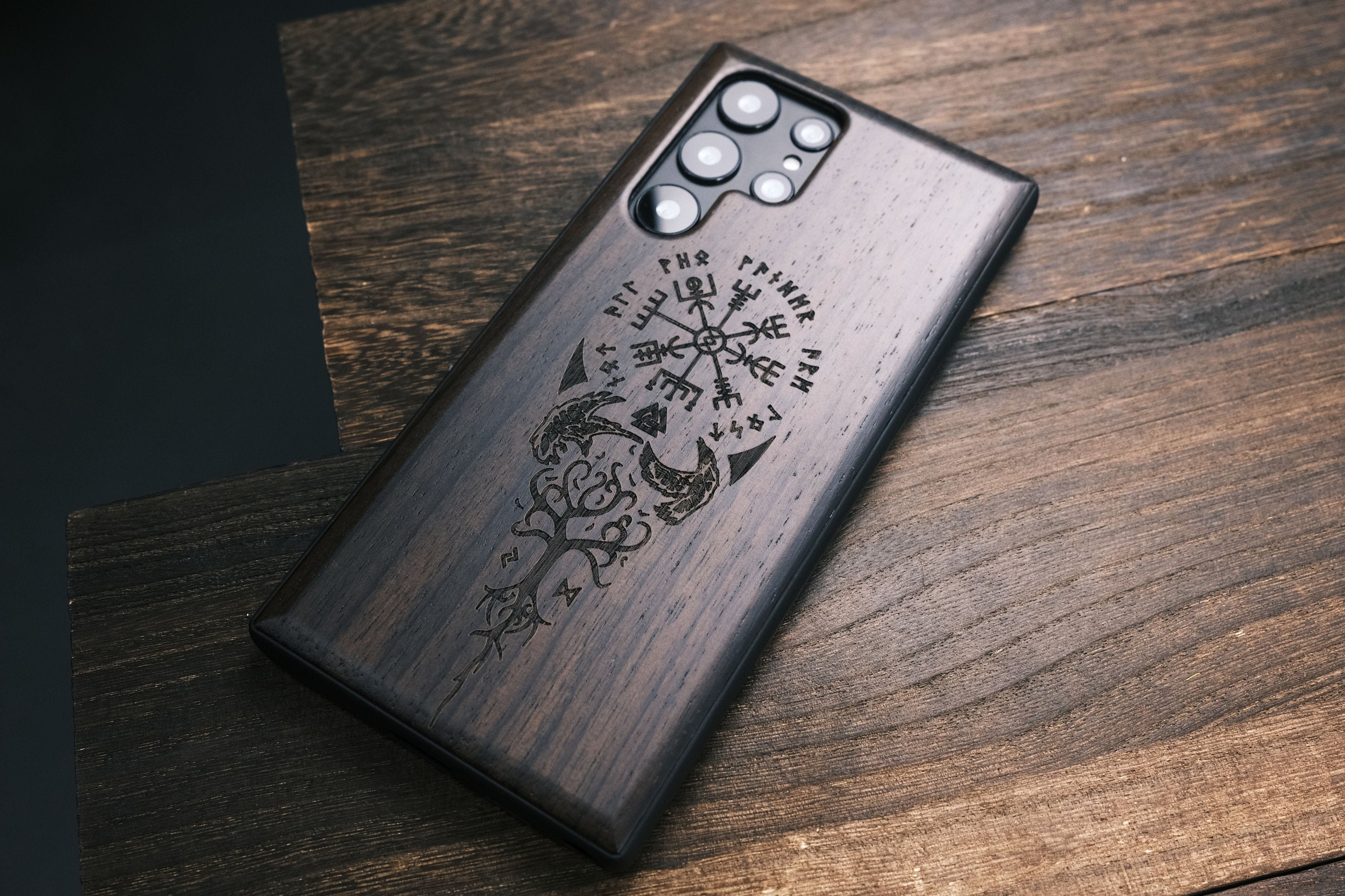 Viking Vegvisir Compass Costume & LARP - Custom Tattoo Engraved Phone Case, Vegvisir Viking Compass