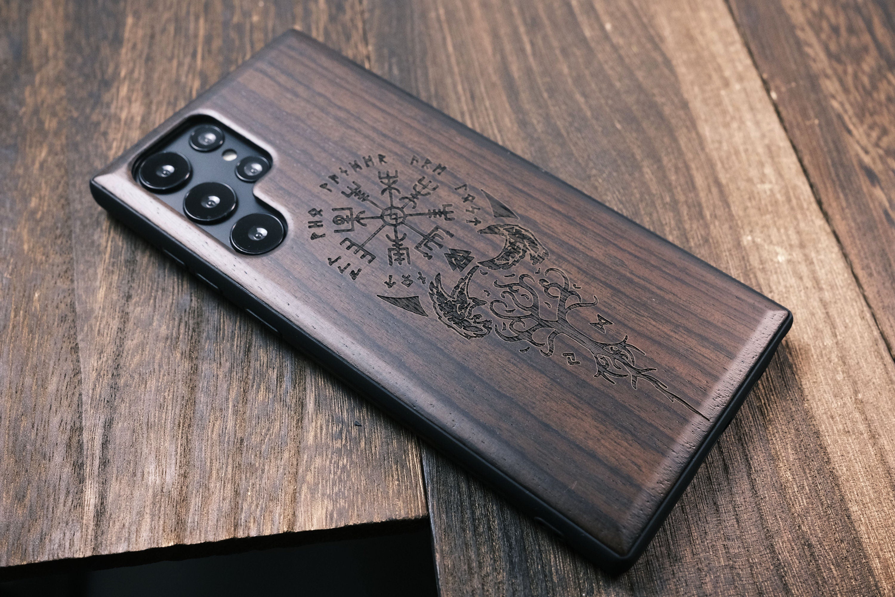Viking Vegvisir Compass Costume & LARP - Custom Tattoo Engraved Phone Case, Vegvisir Viking Compass
