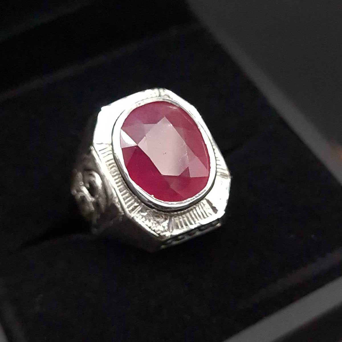 Viking Ring - 14k gold dwarven ring, brutalist signet ruby gemstone ring, fantasy viking nordic