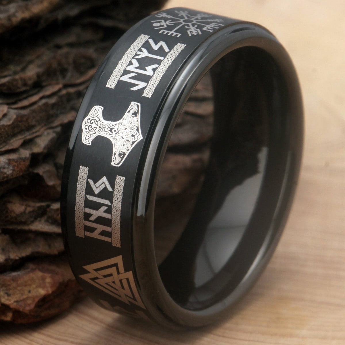 Viking Rune Ring - Vikings Wedding Ring, Vikings Rings, Viking Runes Rings, Wedding Ring Runes