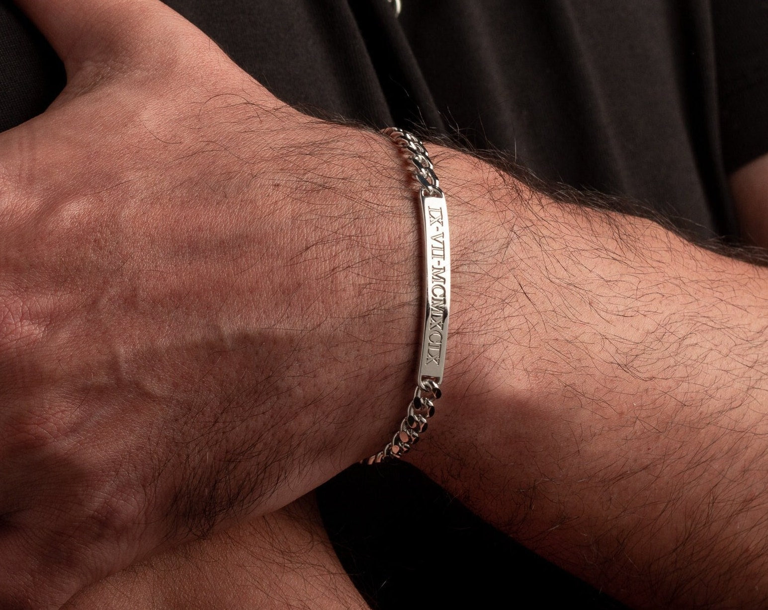 Viking Bracelet - Mens Leather Cuff Bracelet, Celtic Engraved Sterling Silver Braided Viking Norse