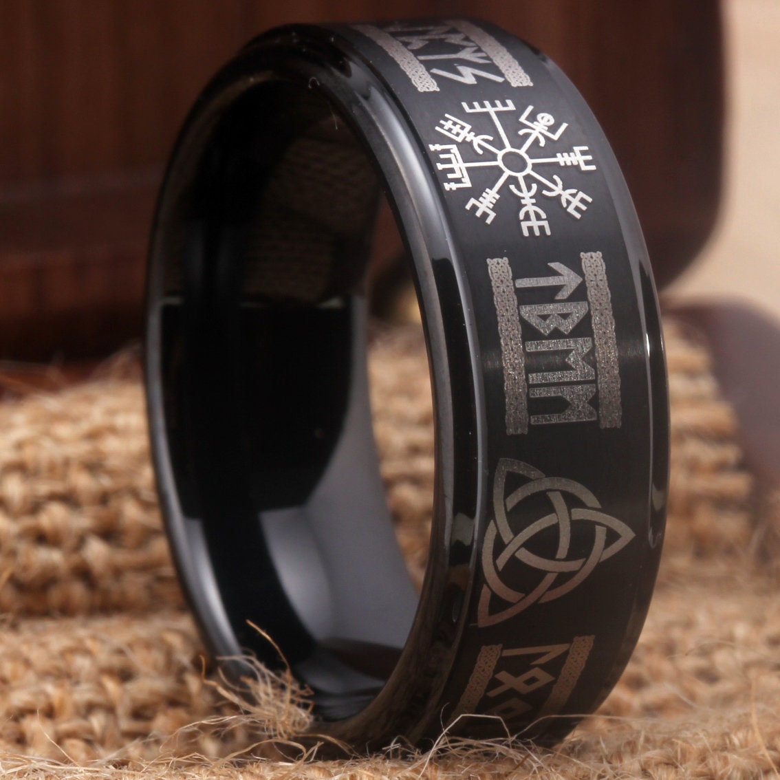 Viking Rune Ring - Vikings Wedding Ring, Vikings Rings, Viking Runes Rings, Wedding Ring Runes