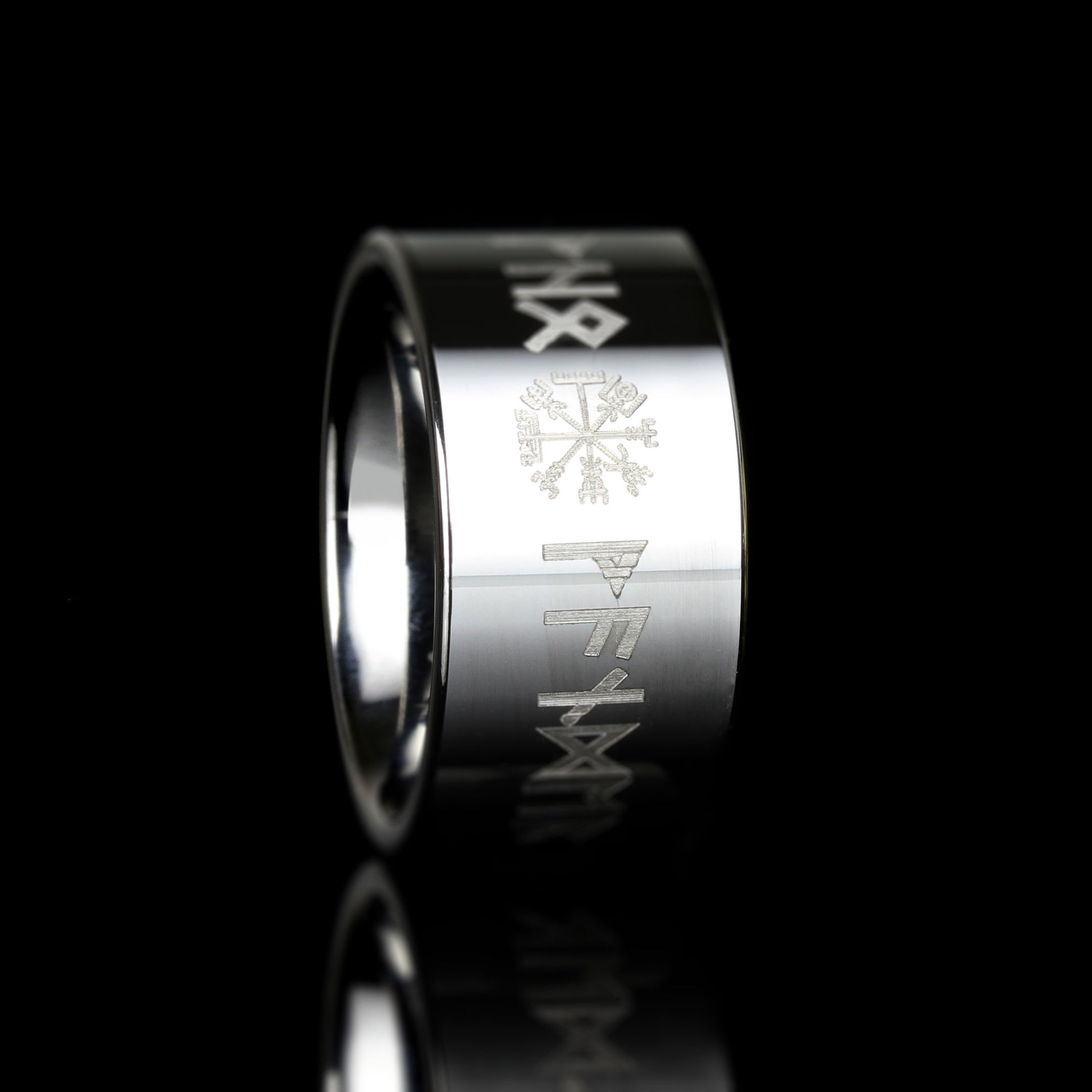 Viking Rune Ring - Engraved Viking Rune Ring, Hammered Sterling Silver Futhark Band, Ancient Norse