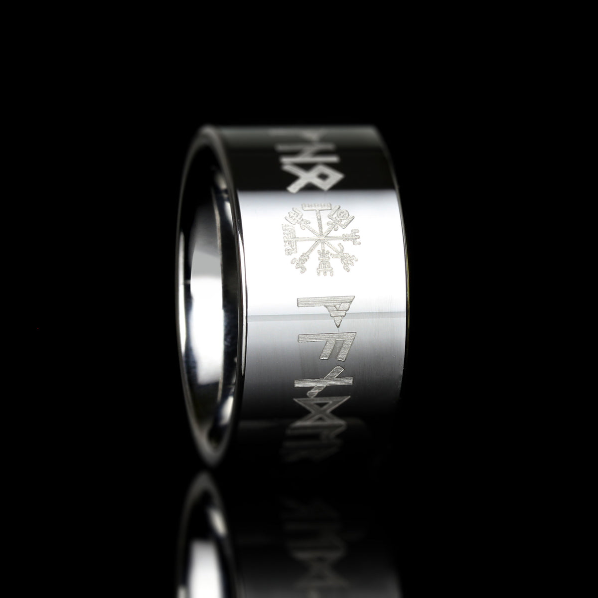 Viking Rune Ring - Engraved Viking Rune Ring, Hammered Sterling Silver Futhark Band, Ancient Norse
